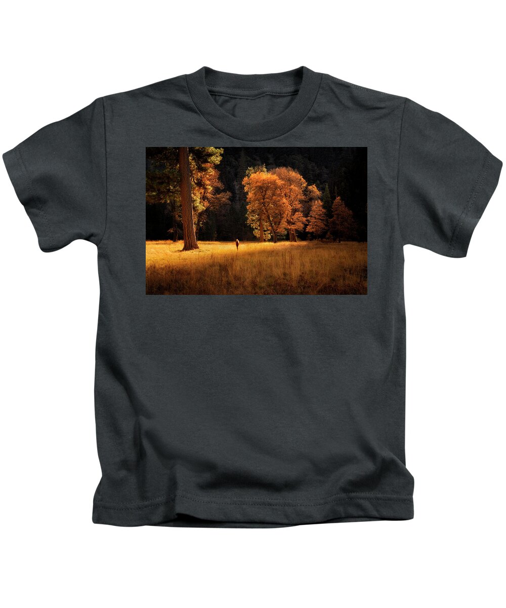Yosemite National Park Kids T-Shirt featuring the photograph Searching for Light by Nicki Frates