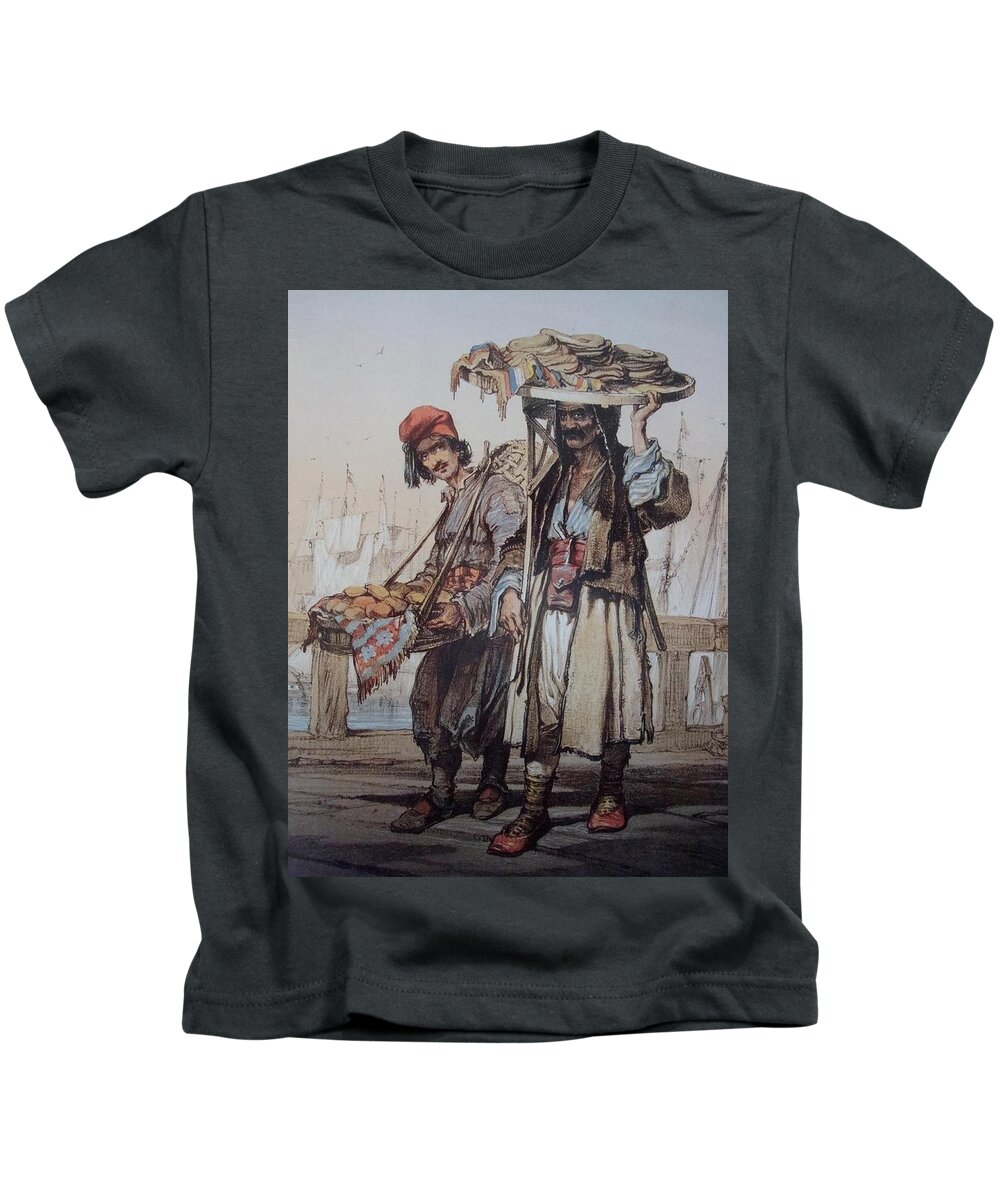 Amedeo Preziosi (İtalian Kids T-Shirt featuring the painting Sellers in lstanbul by Amedeo Preziosi