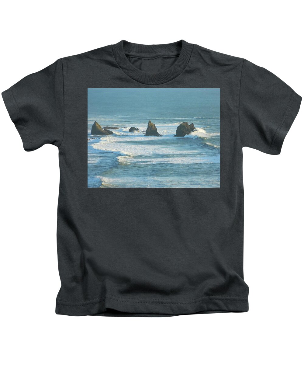 Oregon Kids T-Shirt featuring the photograph Shadowed Waves by Gallery Of Hope 