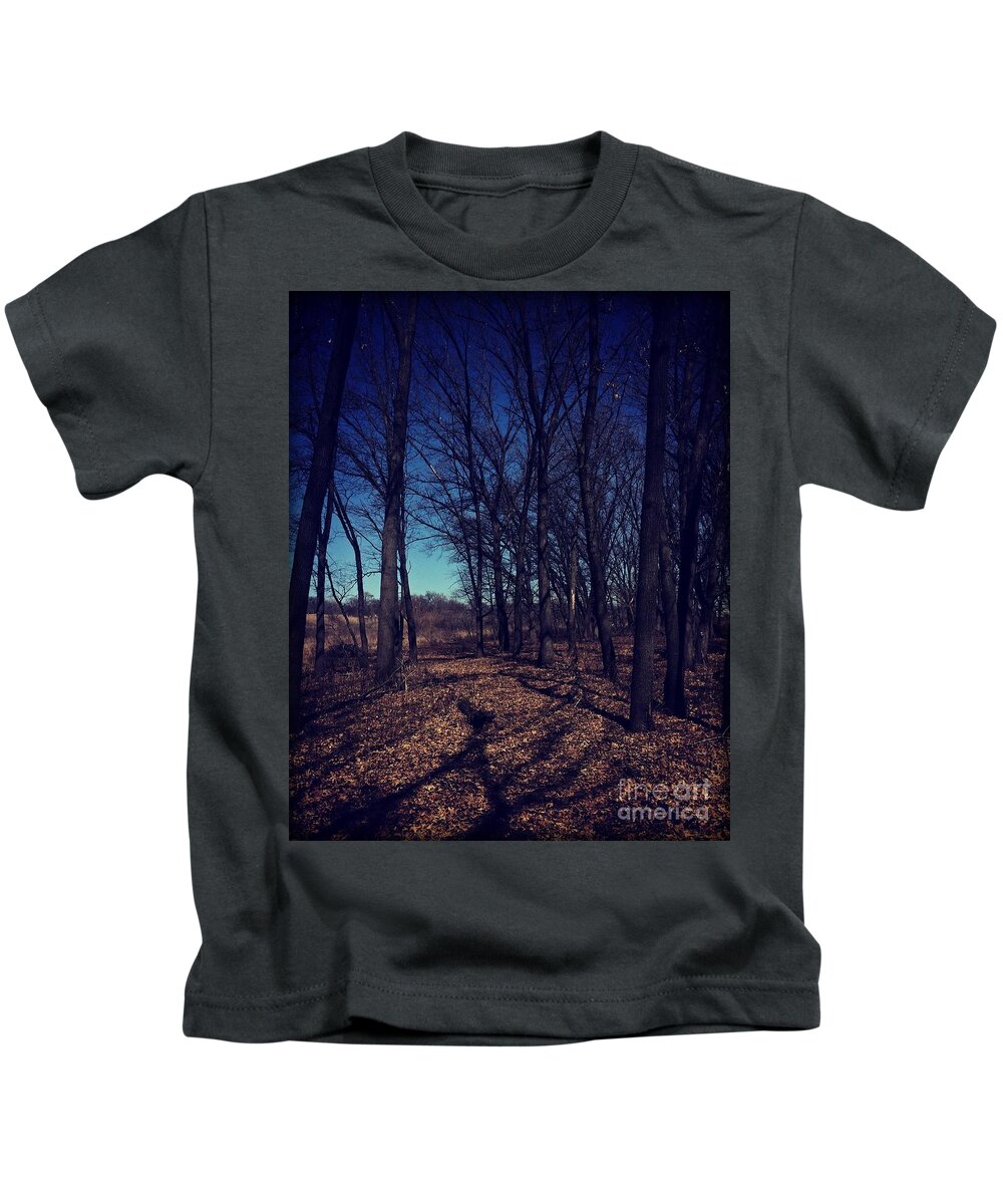 Midwest Kids T-Shirt featuring the photograph Shadows and Trees Landscape by Frank J Casella