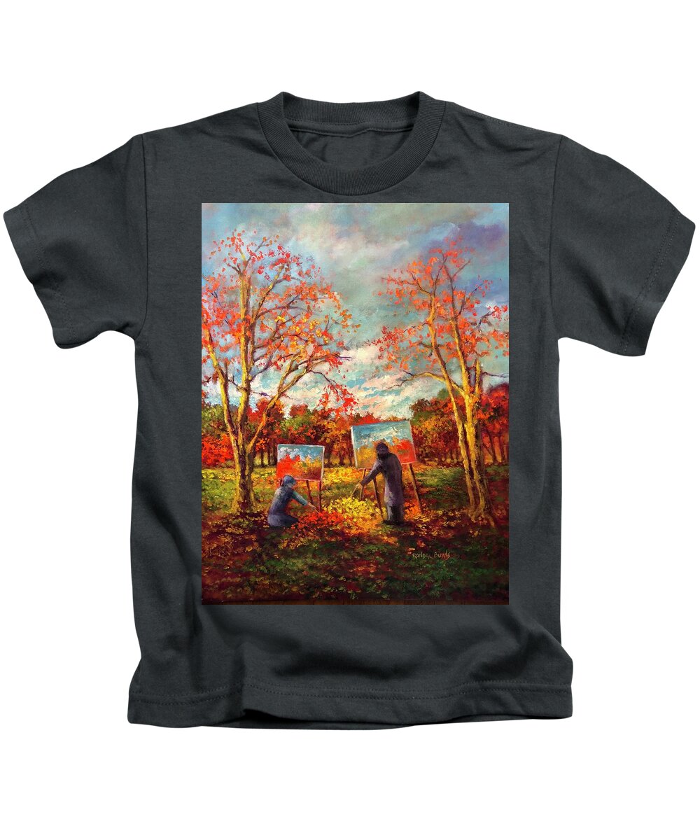 Sharing Kids T-Shirt featuring the painting Sharing Nature's Palette by Rand Burns