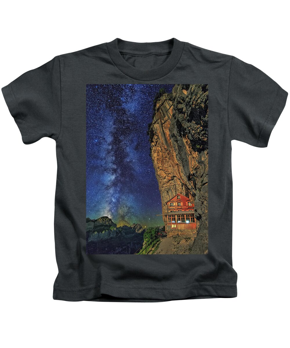 Mountains Kids T-Shirt featuring the photograph Sheltered from the Vastness by Ralf Rohner