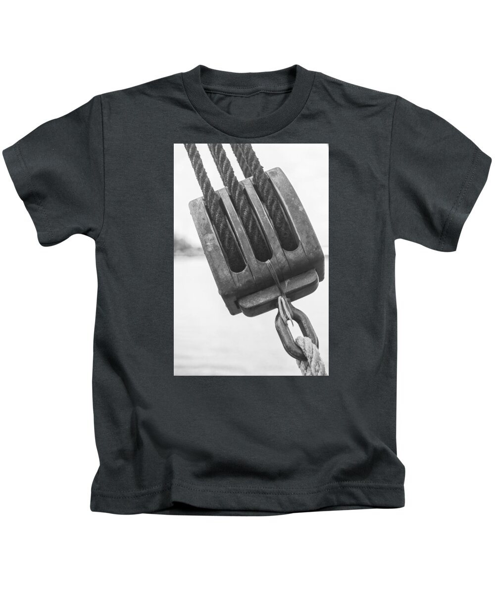 Block Kids T-Shirt featuring the photograph Ship Rigging by Bob Decker