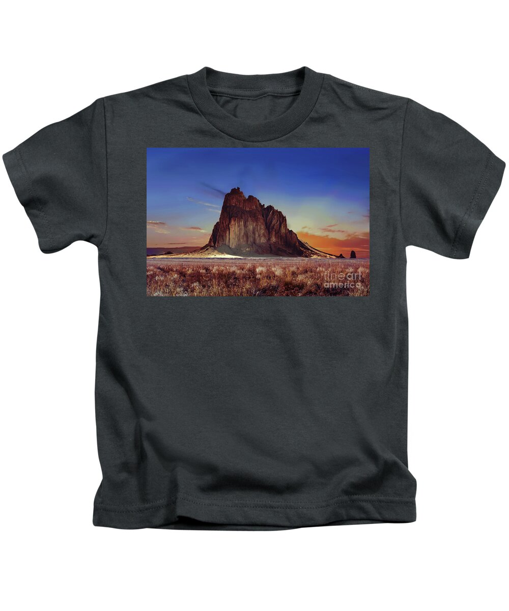 Shiprock Kids T-Shirt featuring the photograph Shiprock Mountain by David Meznarich