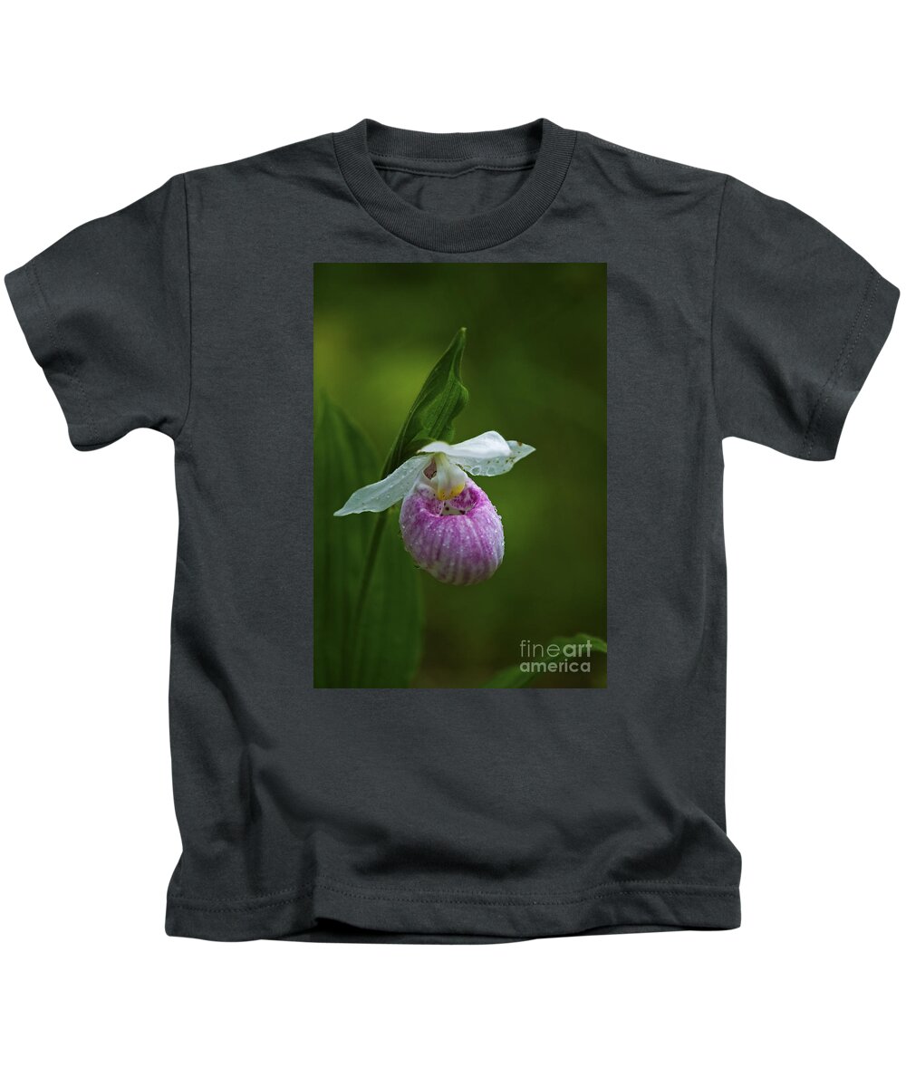 Showy Lady's Slipper Kids T-Shirt featuring the photograph Showy Lady's Slipper.. by Nina Stavlund