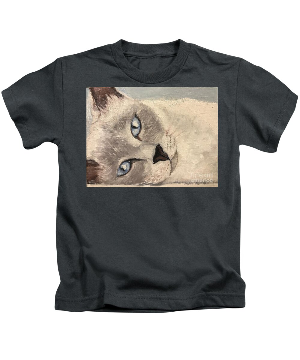 Cat Kids T-Shirt featuring the painting Siamese Cat by Boni Arendt