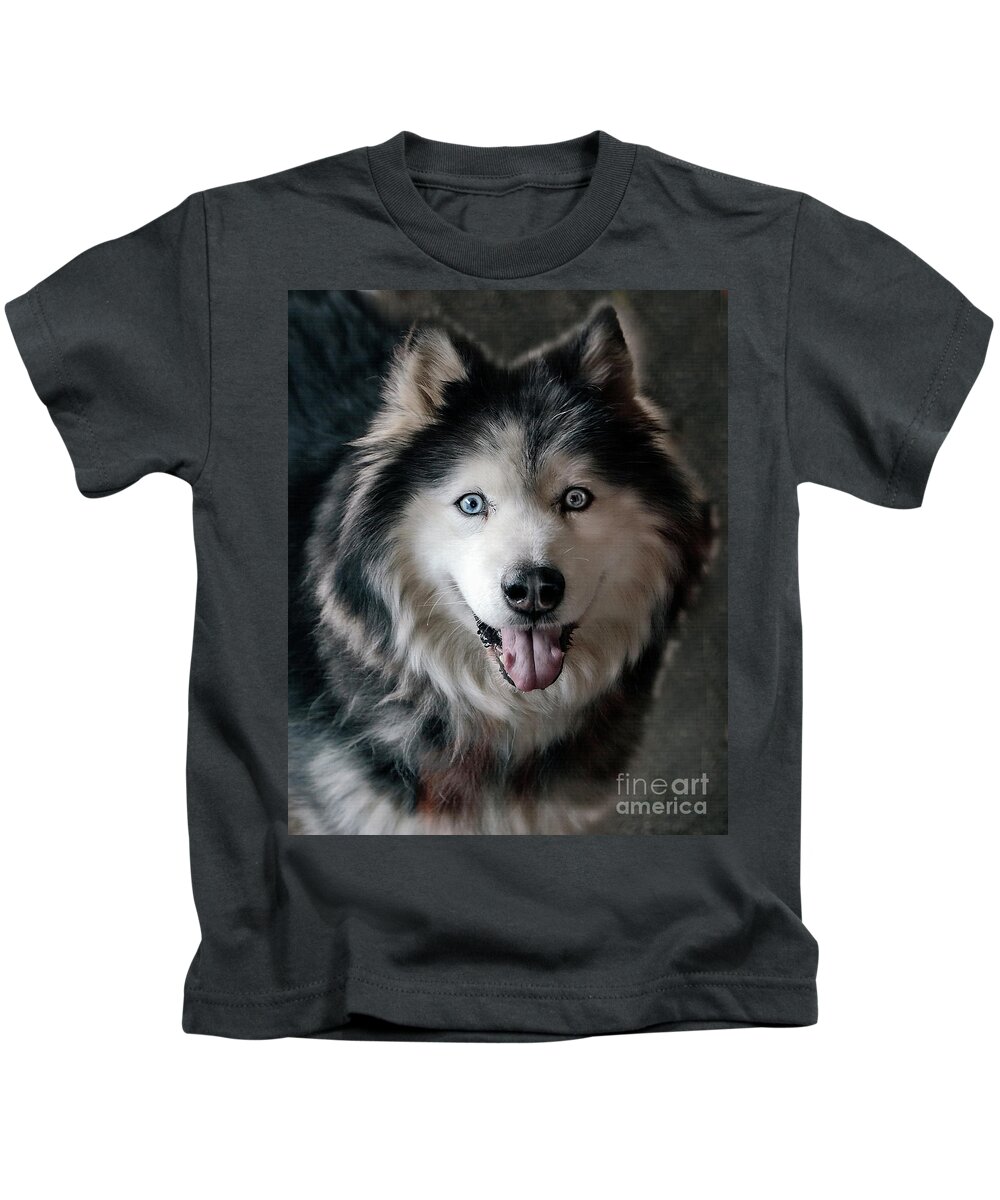 Siberian Husky Kids T-Shirt featuring the photograph Siberian Husky by Daliana Pacuraru