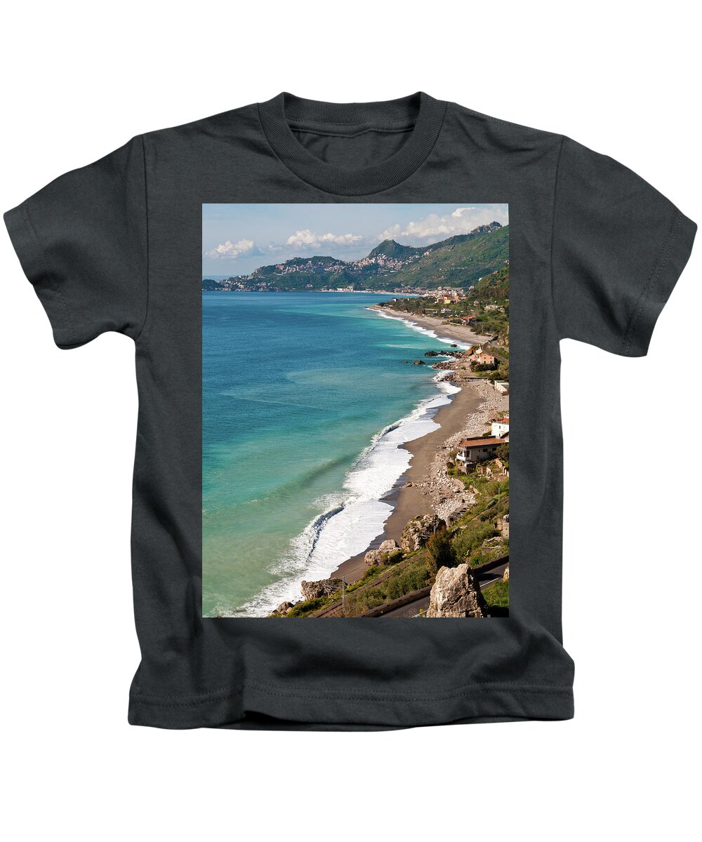 Sicilian Sea Sound Kids T-Shirt featuring the photograph Sicilian Sea Sound by Silva Wischeropp