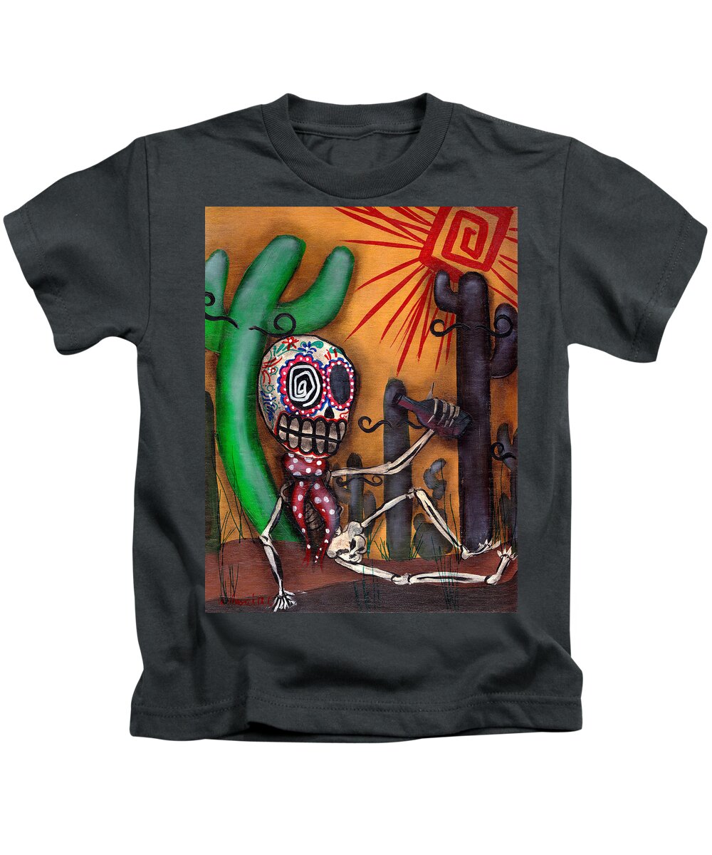 Day Of The Dead Kids T-Shirt featuring the painting Siesta by Abril Andrade