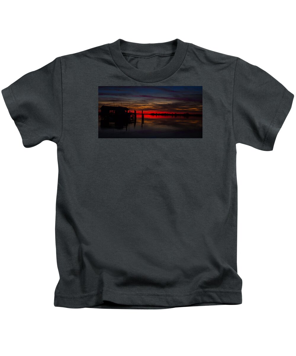Silhouette Sunset At Pawleys Island South Carolina Kids T-Shirt featuring the photograph Silhoutte Sunset by Joe Granita