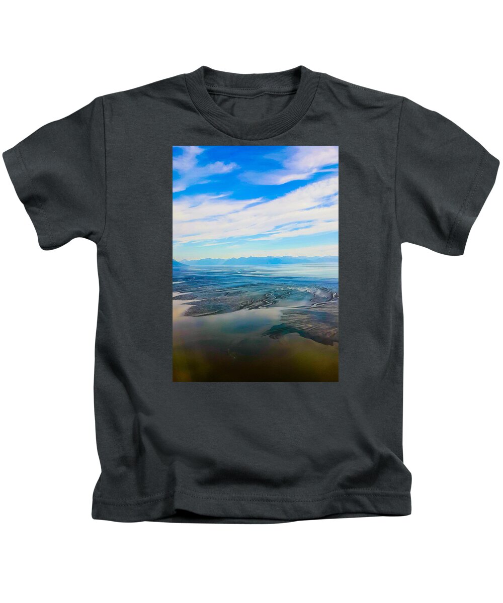 Mountains Kids T-Shirt featuring the photograph Silty Sand in Cook Inlet by Britten Adams