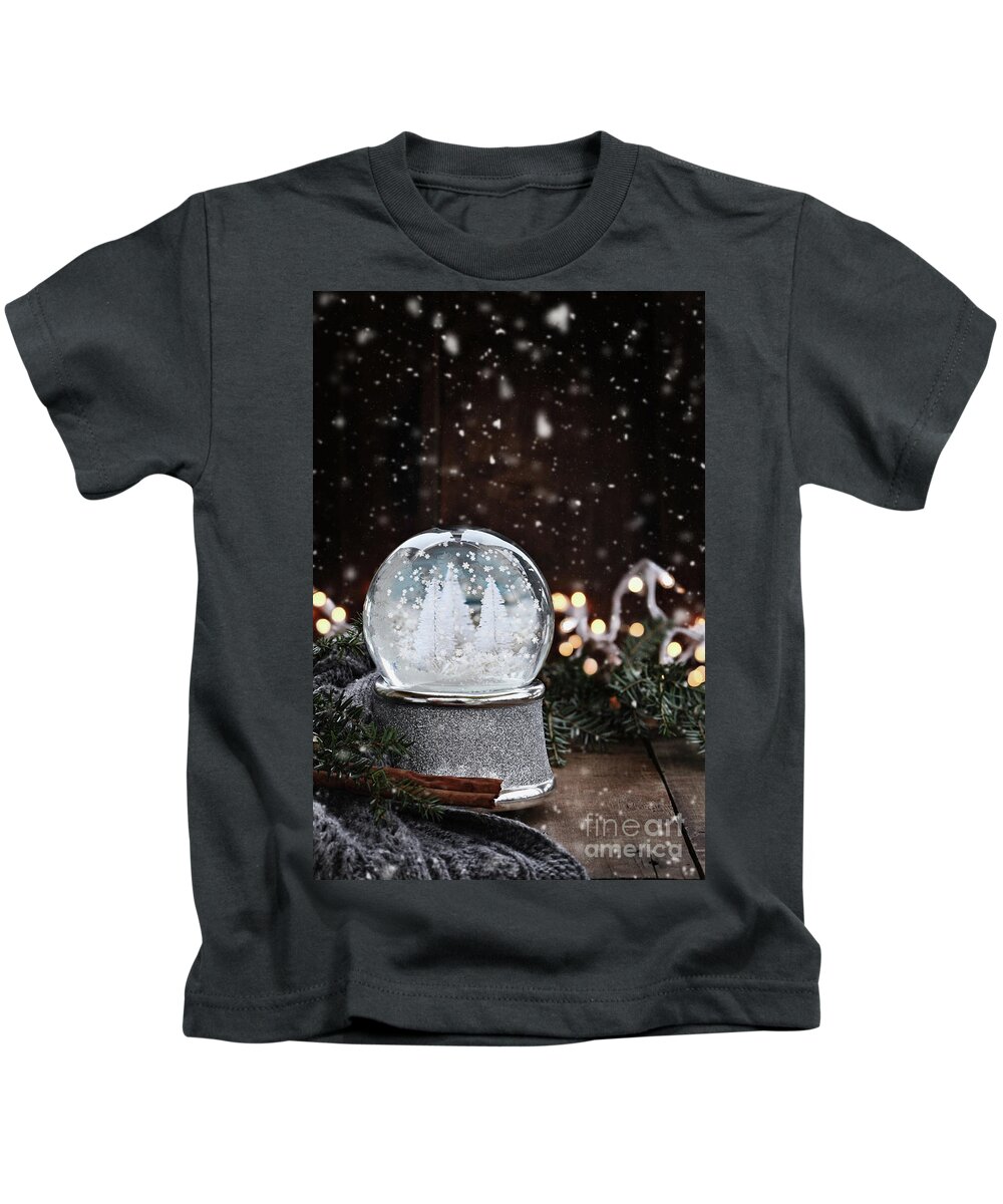 Snowglobe Kids T-Shirt featuring the photograph Silver Snow Globe by Stephanie Frey
