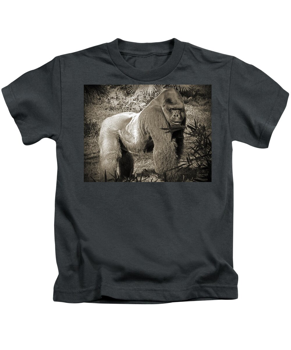 Silverback Kids T-Shirt featuring the photograph Silverback II by Steven Sparks