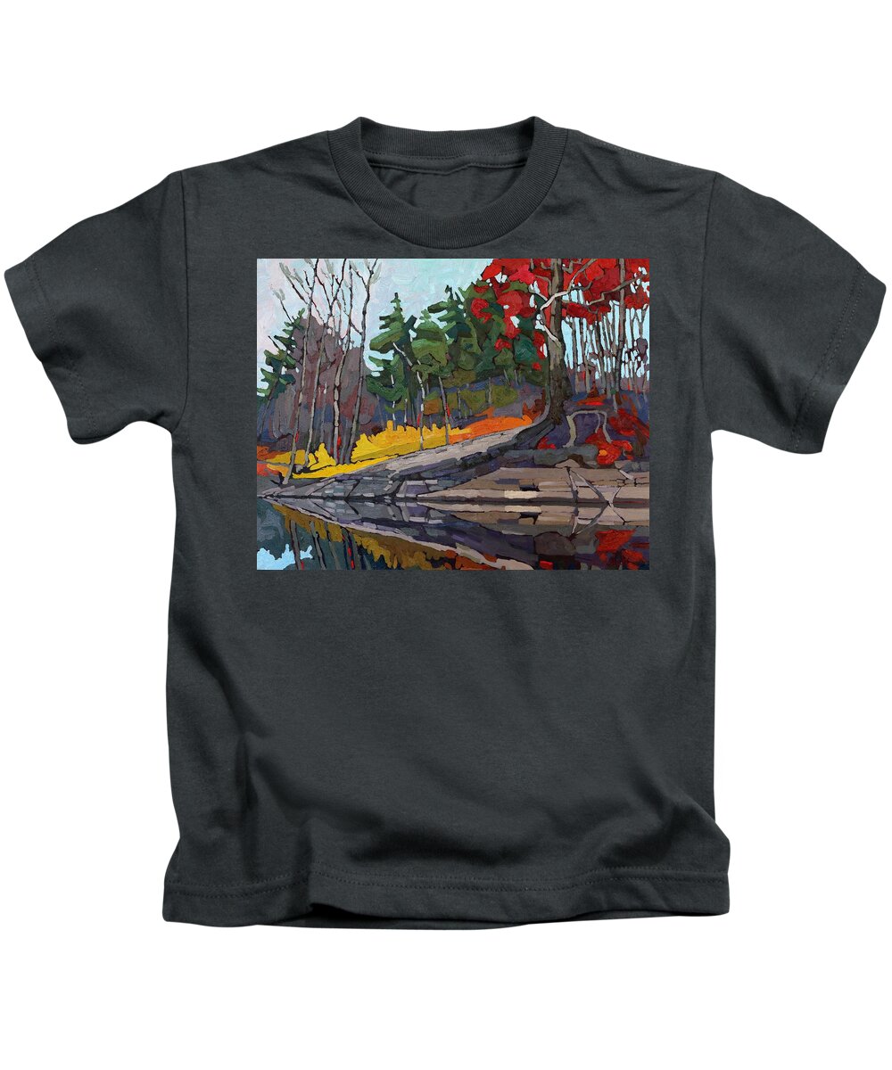 Red Kids T-Shirt featuring the painting Singleton Autumn by Phil Chadwick