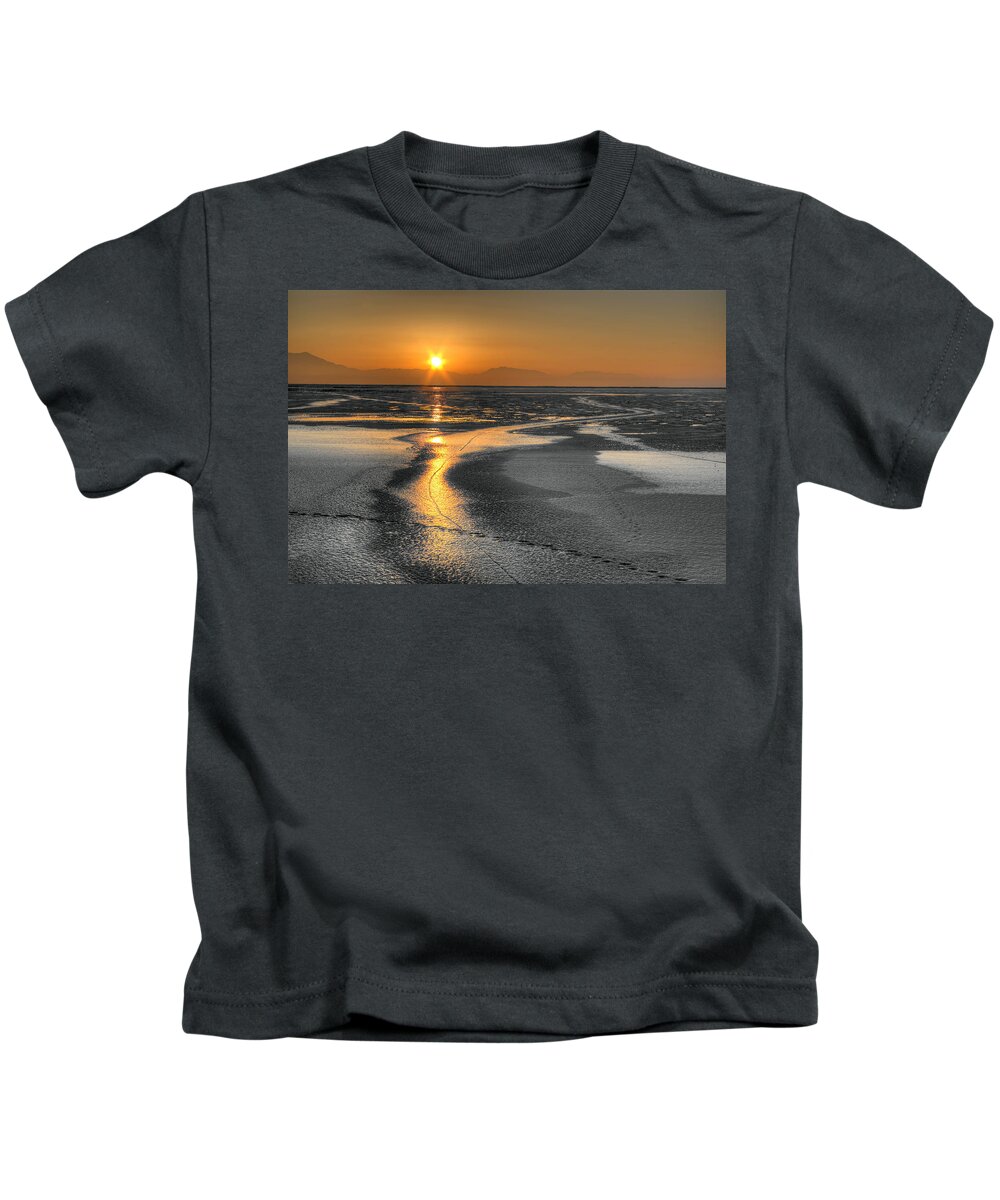 Animal Tracks Kids T-Shirt featuring the photograph Sintered Ice by David Andersen