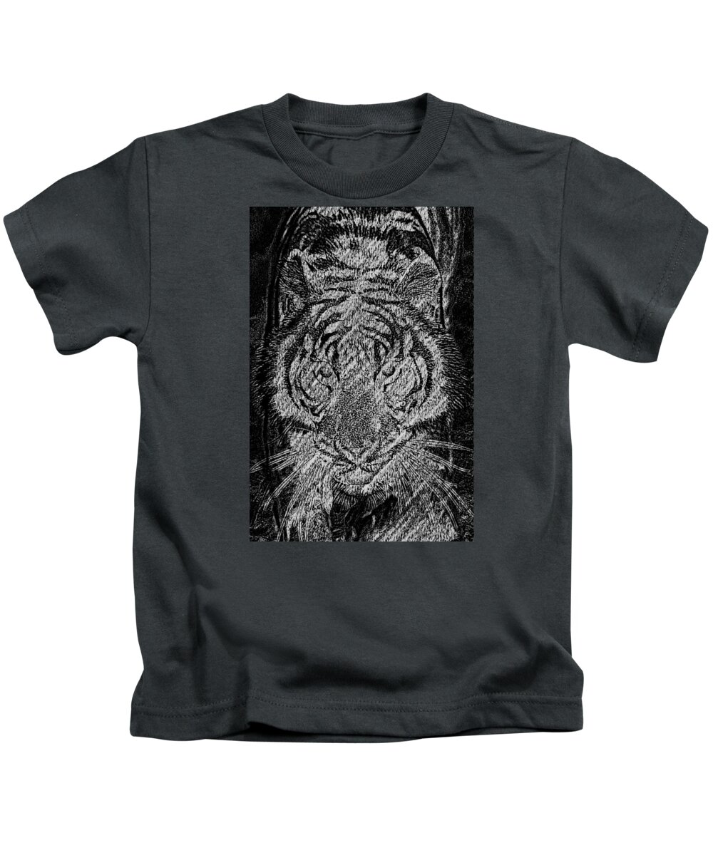 Tiger Kids T-Shirt featuring the photograph Sketch Tiger by Melissa Lopez 