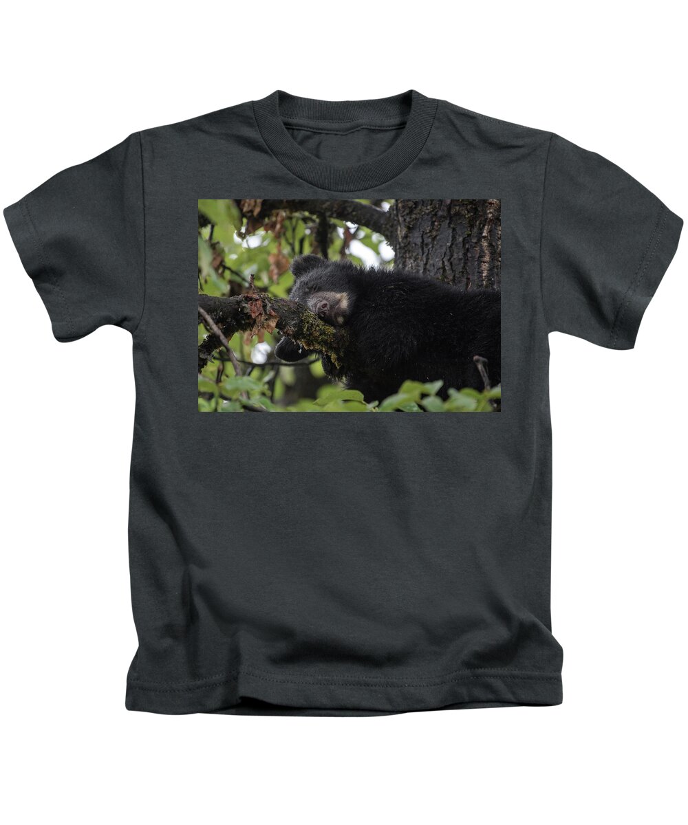 Black Bear Kids T-Shirt featuring the photograph Sleepy Cub by David Kirby