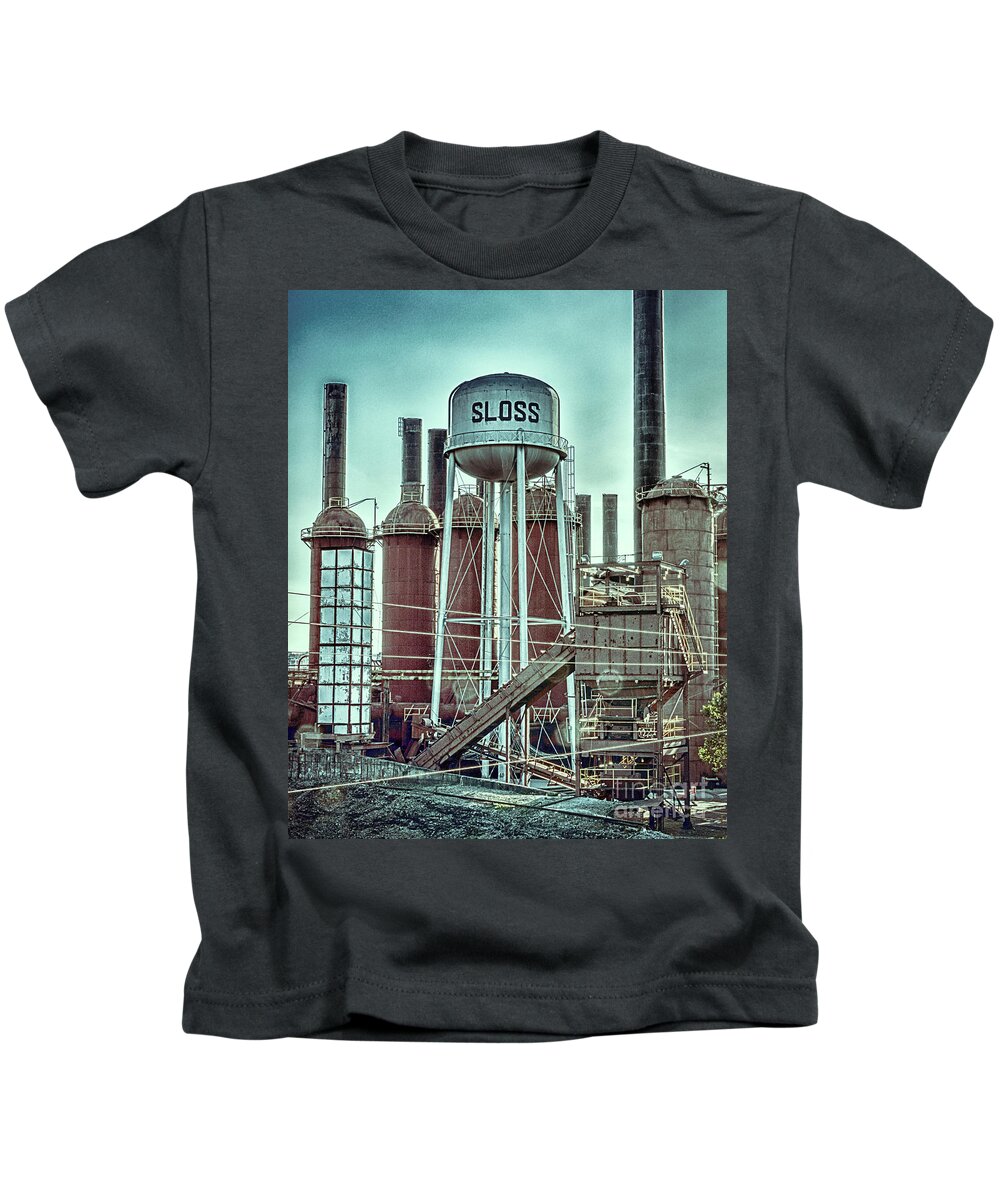 Sloss Kids T-Shirt featuring the photograph Sloss Furnaces Tower 3 by Ken Johnson