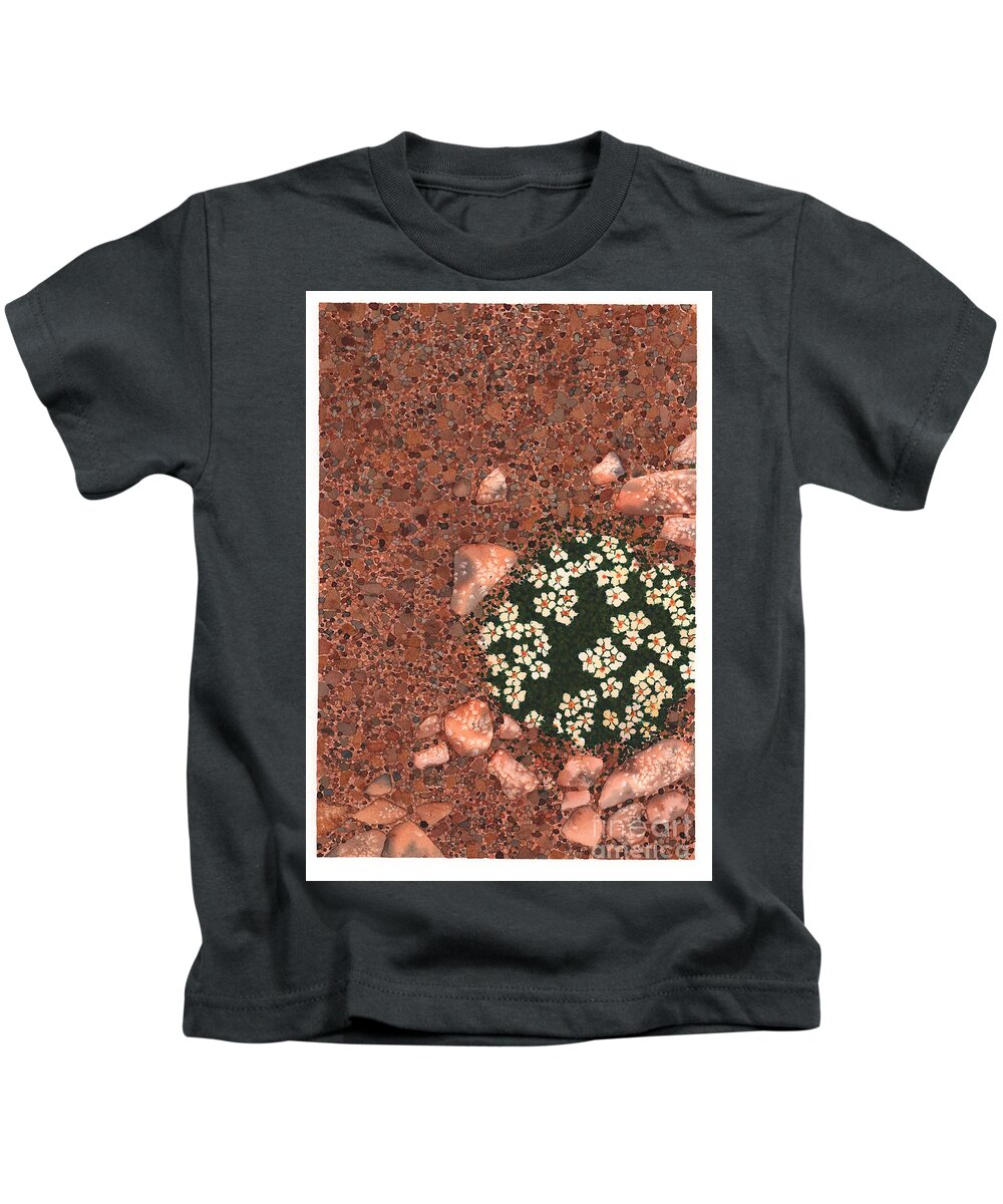 Succulent Kids T-Shirt featuring the painting Small Flower Mound by Hilda Wagner