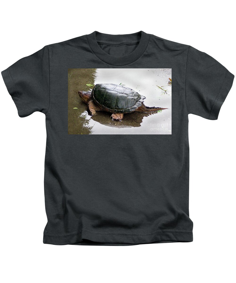 Snapping Turtle Kids T-Shirt featuring the photograph Snapping Turtle by CAC Graphics
