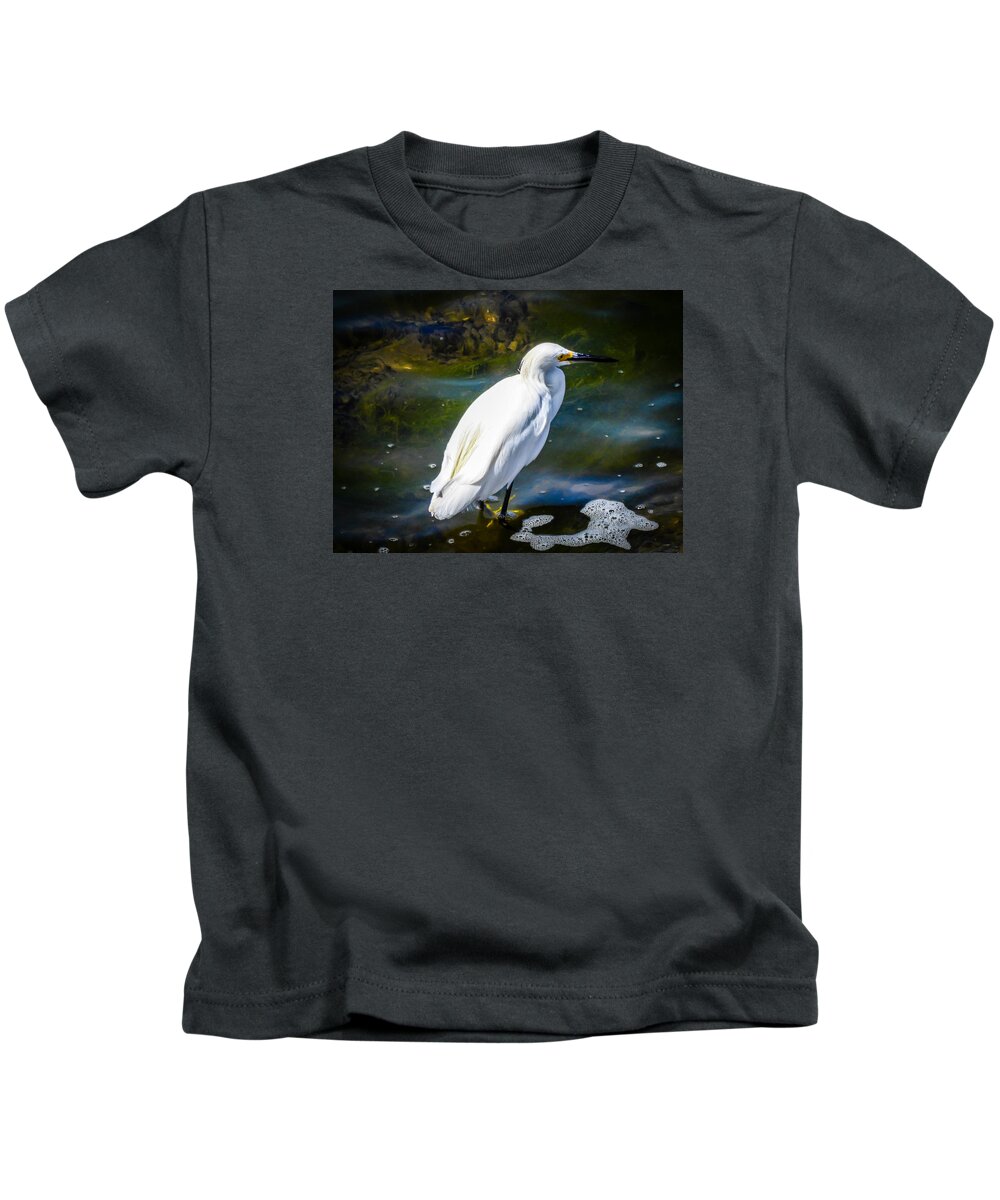 Snowy Egret Kids T-Shirt featuring the photograph Snowy Egret by Pamela Newcomb