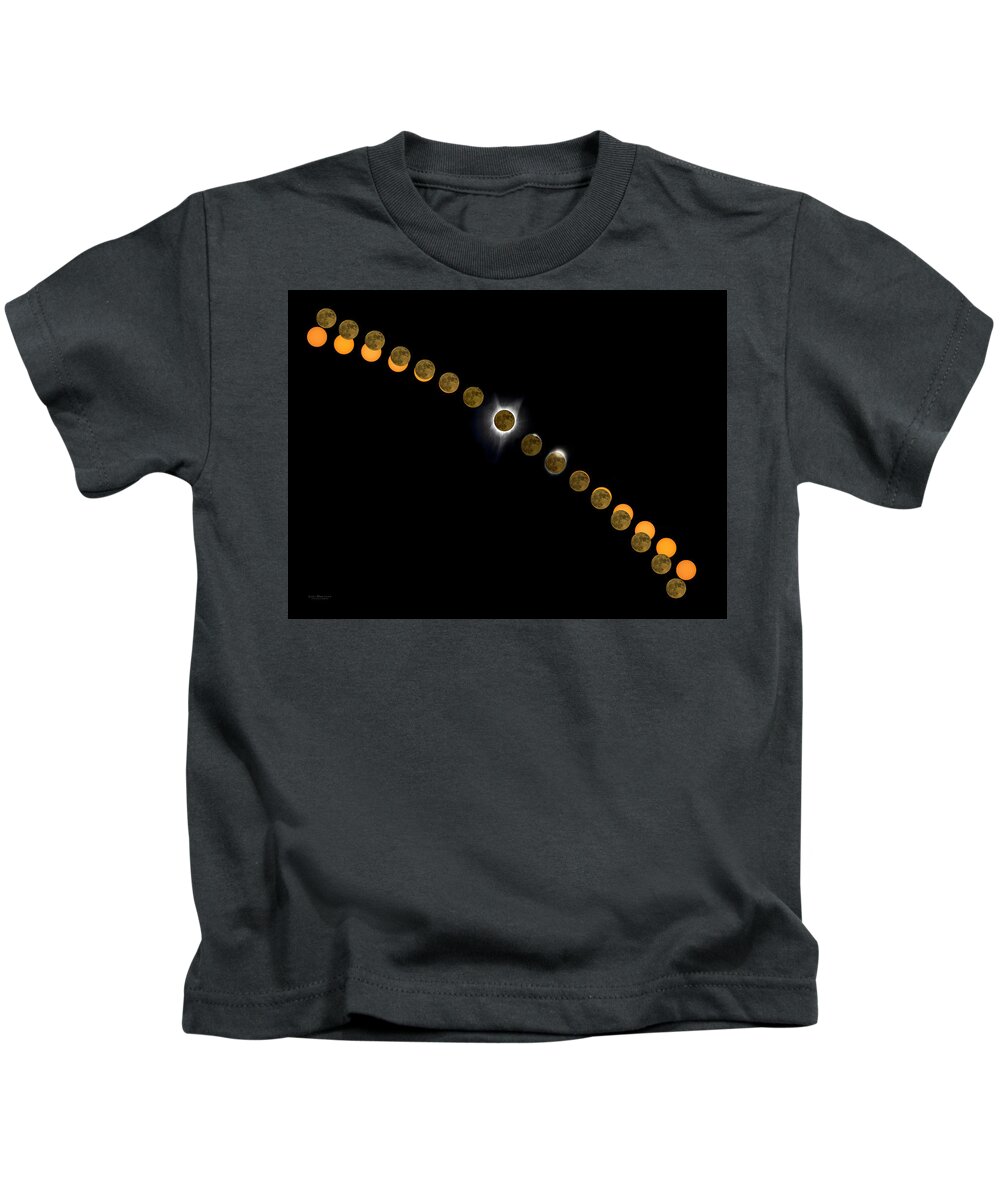 Solar Eclipse Kids T-Shirt featuring the photograph Solar Eclipse Stages 2017 by Judi Dressler