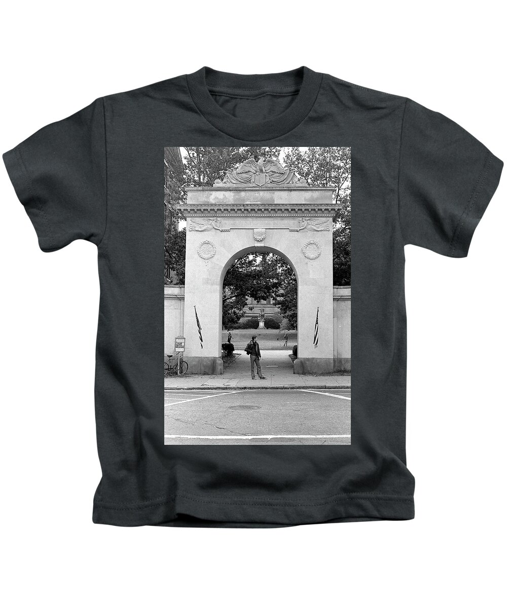 Brown University Kids T-Shirt featuring the photograph Soldiers Memorial Gate, Brown University, 1972 by Jeremy Butler