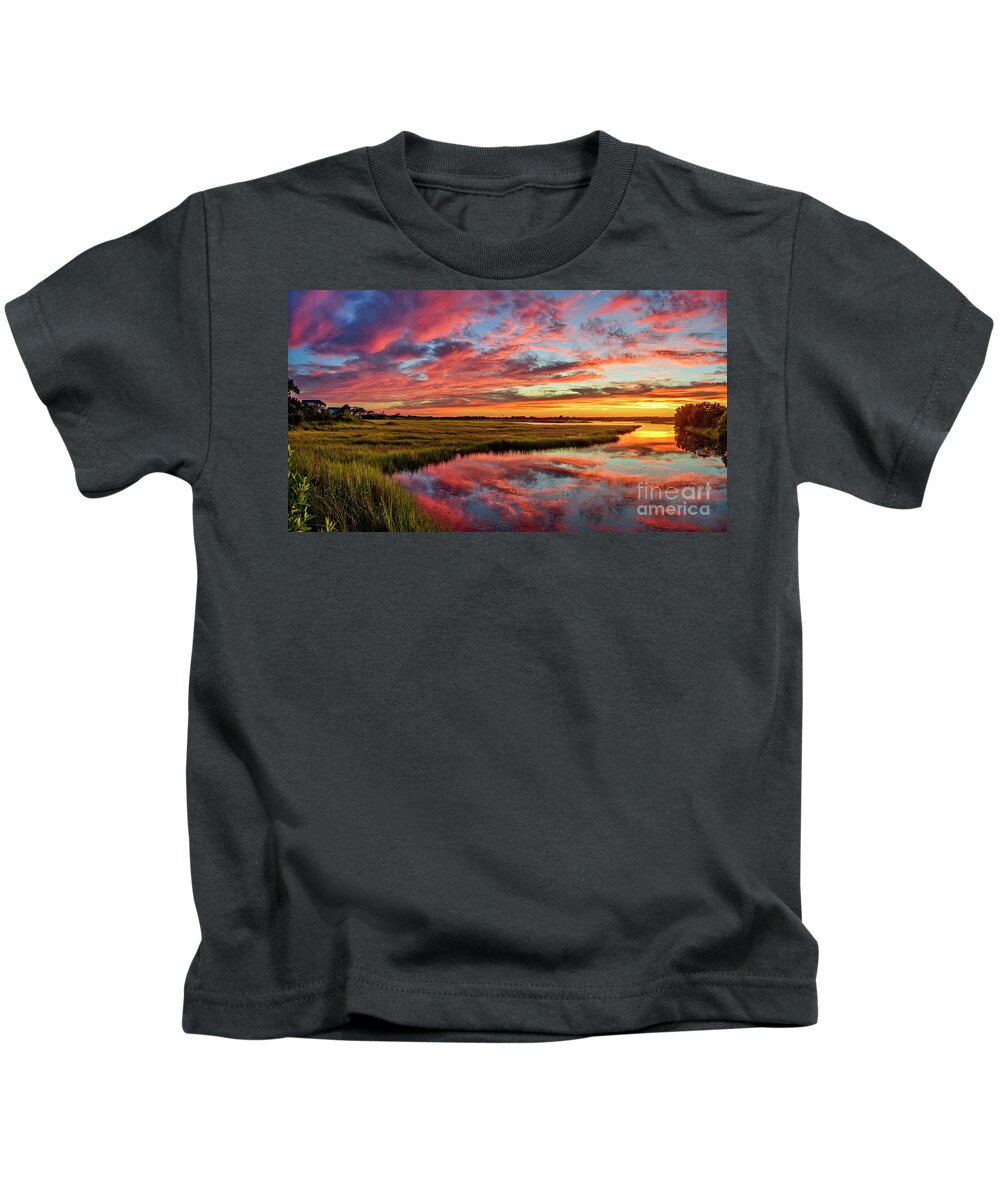 Sunset Kids T-Shirt featuring the photograph Sound Refections by DJA Images