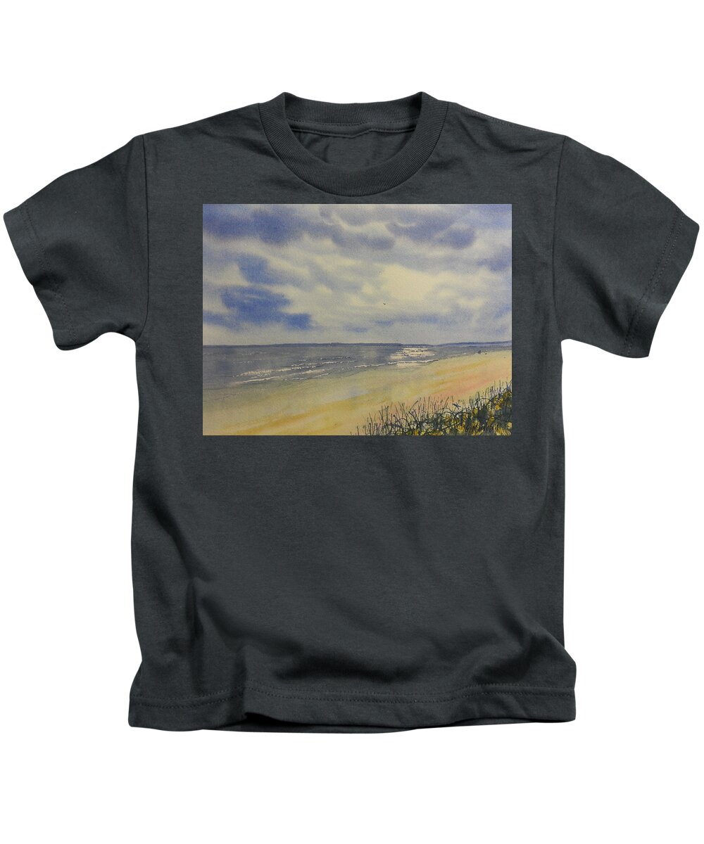 Glenn Marshall Artist Kids T-Shirt featuring the painting South Beach from the Dunes by Glenn Marshall