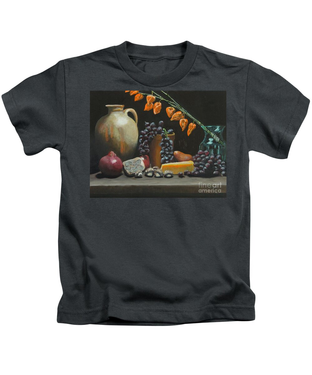 Still Life Kids T-Shirt featuring the painting Spanish Urn and Japanese Lantern by Bob Williams