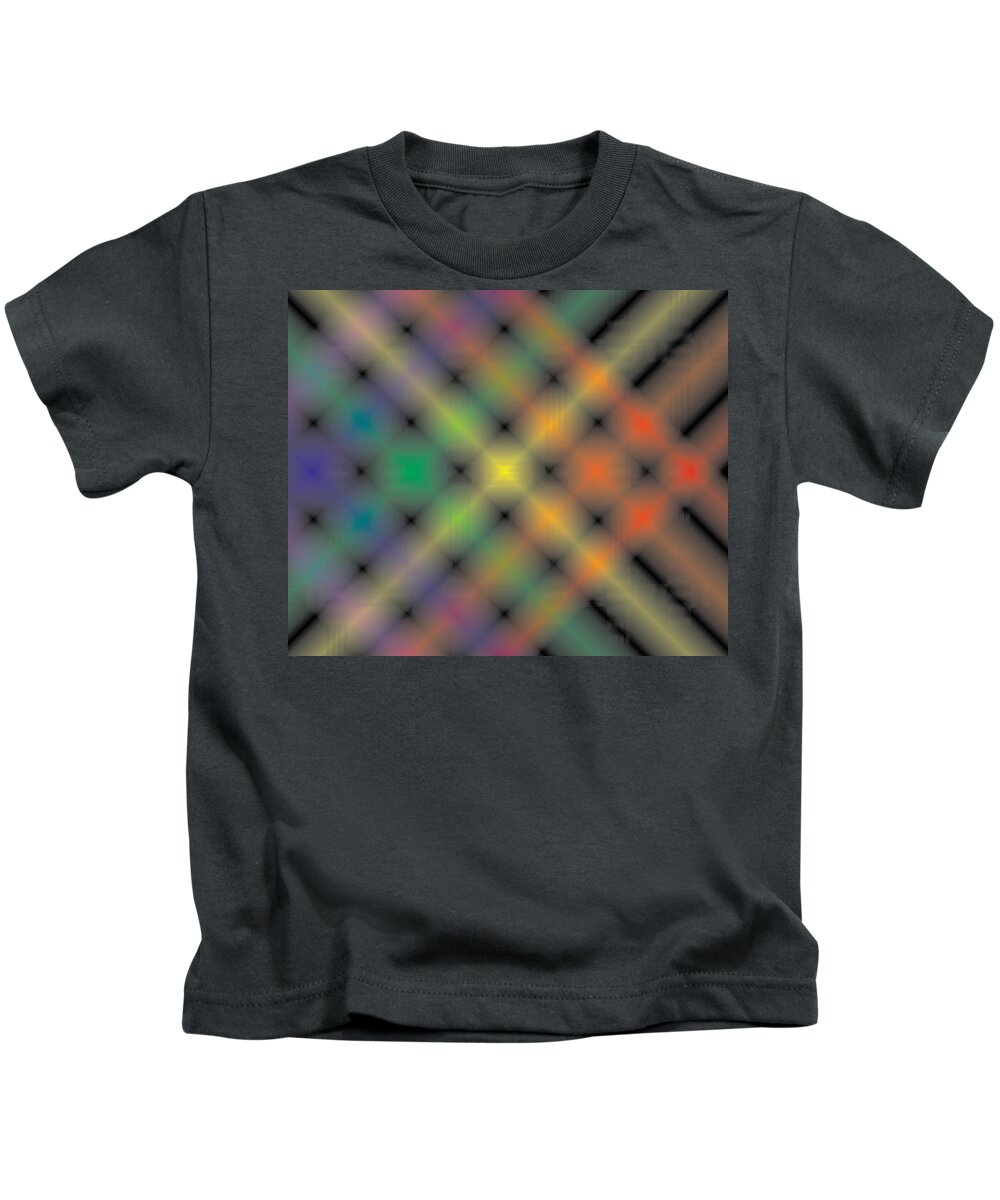 Rainbow Kids T-Shirt featuring the digital art Spectral Shimmer Weave by Kevin McLaughlin