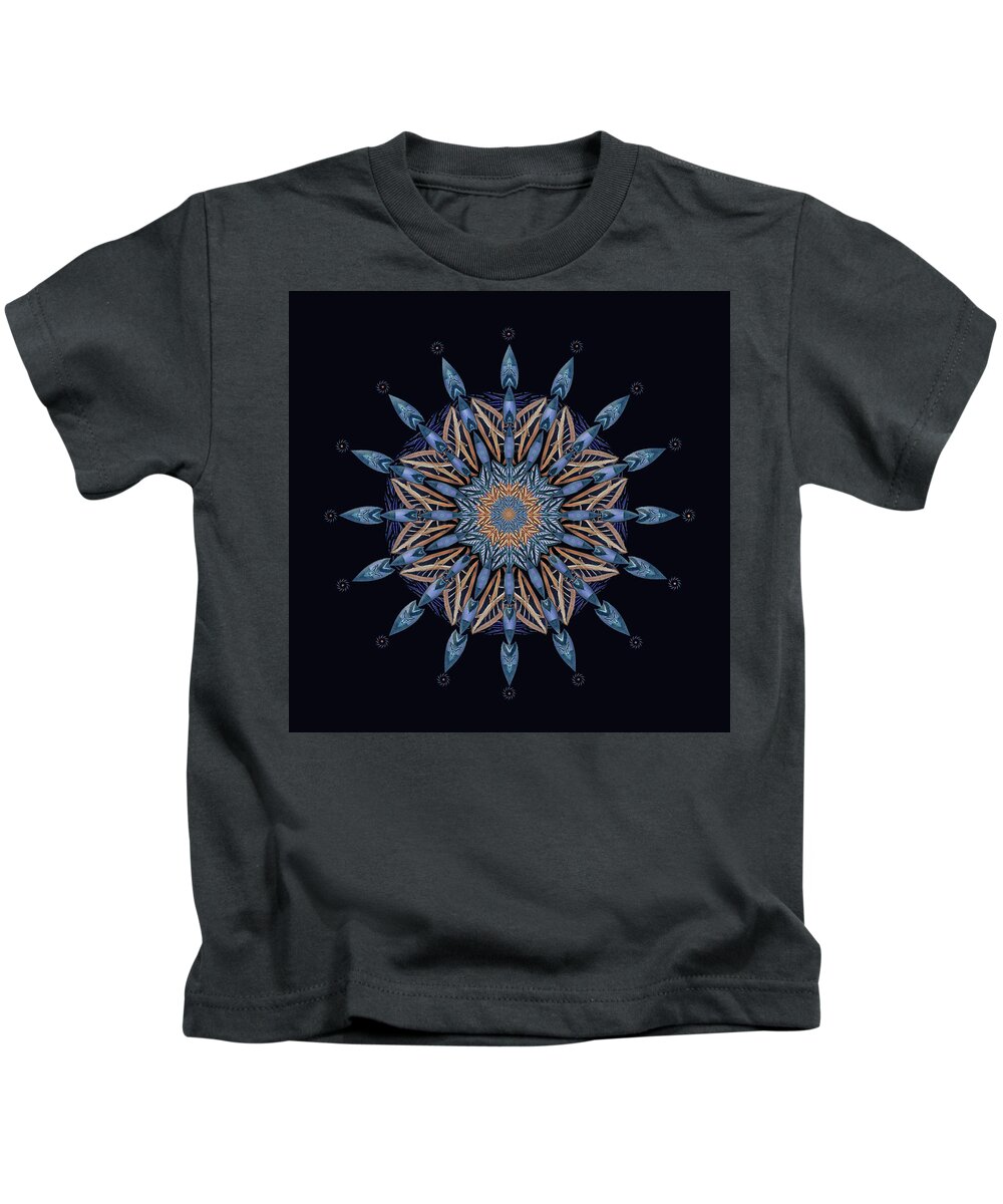Blue Kids T-Shirt featuring the digital art Sphinx Moth Pattern Mandala by Deborah Smith