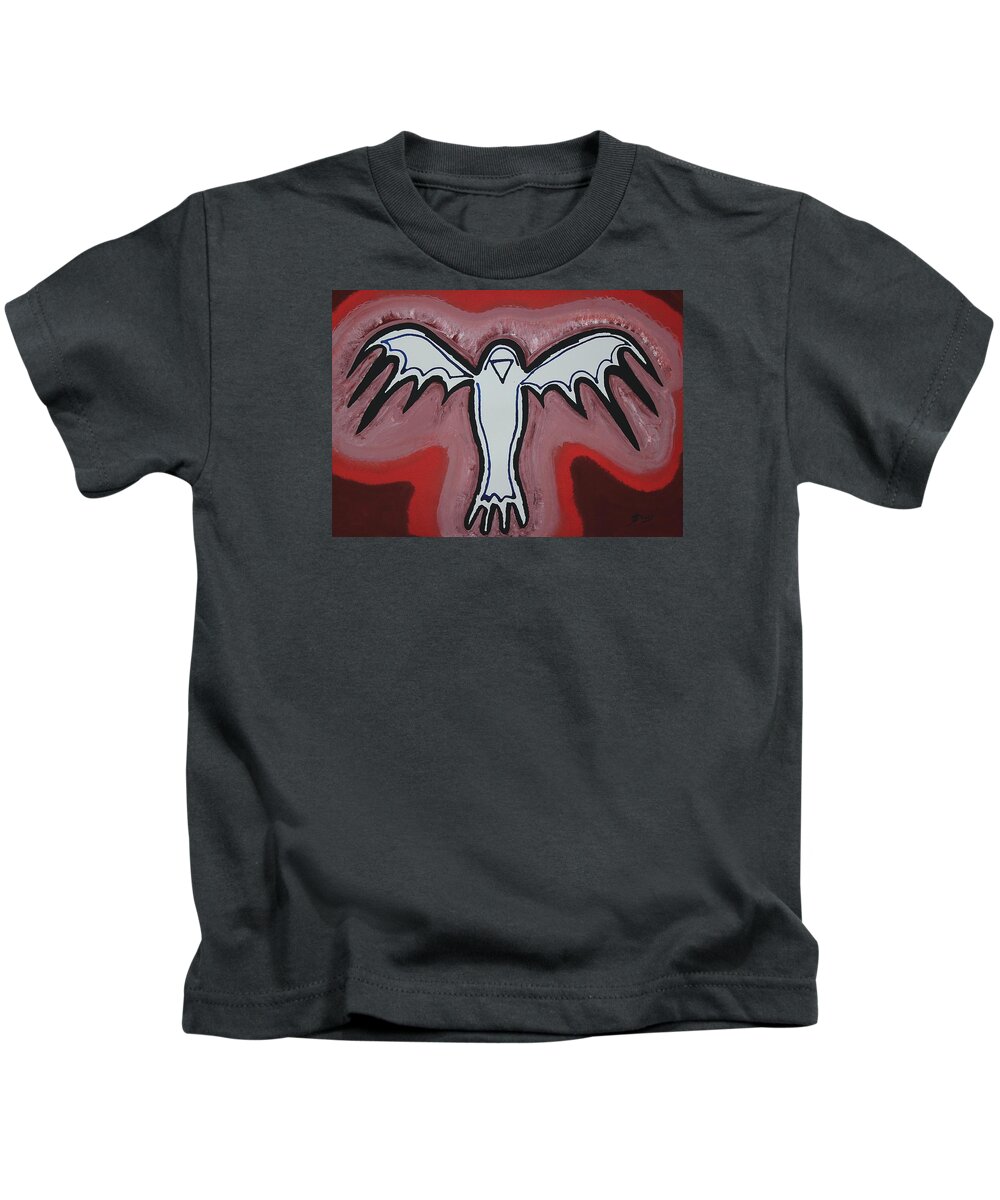 Crow Kids T-Shirt featuring the painting Spirit Crow original painting by Sol Luckman