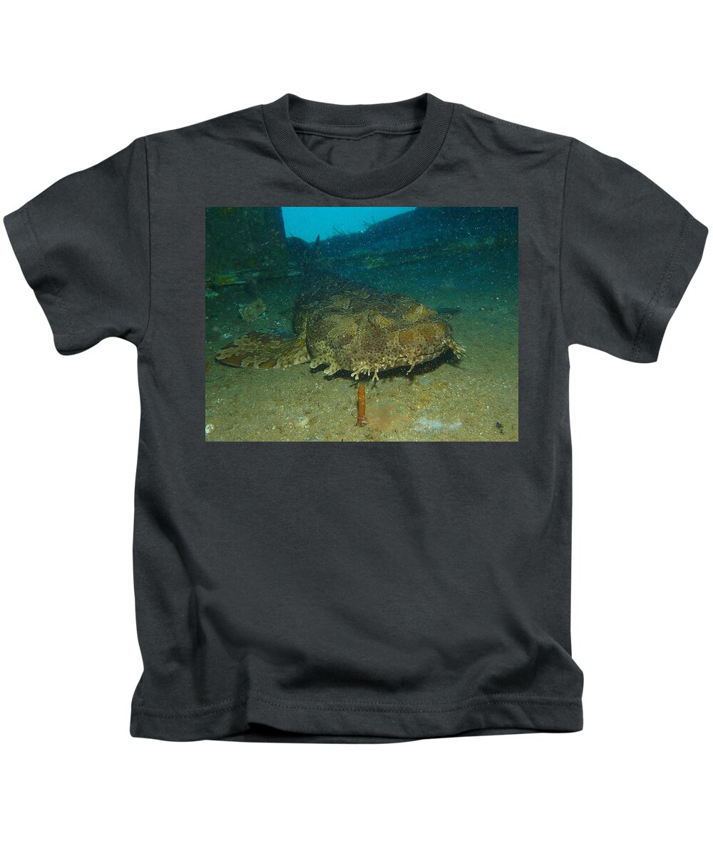 Spotted Wobbegong Shark Kids T-Shirt featuring the digital art Spotted Wobbegong Shark by Maye Loeser