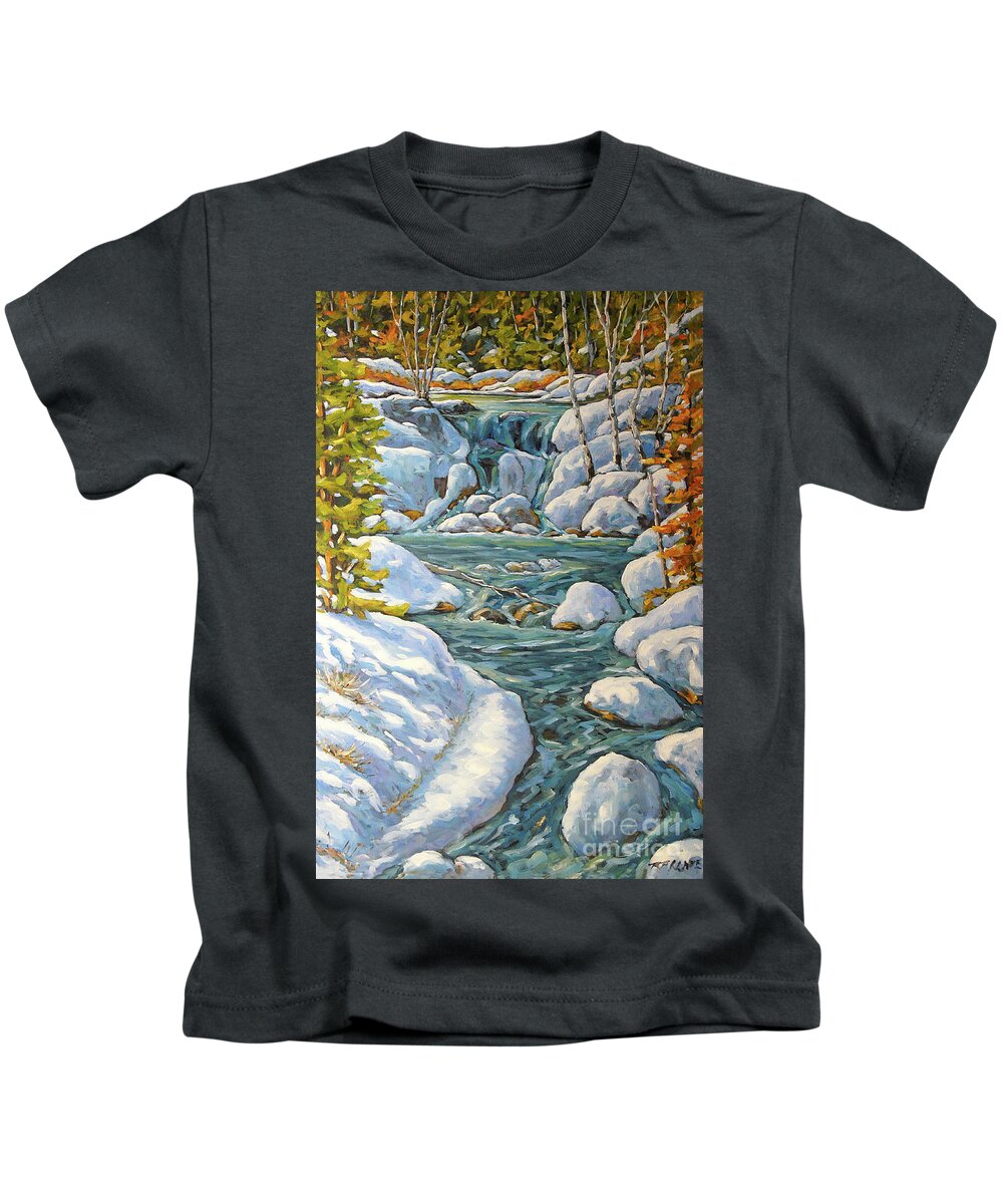 Spring Landscape Wall Decor Kids T-Shirt featuring the painting Spring at Last by Richard Pranke by Richard T Pranke