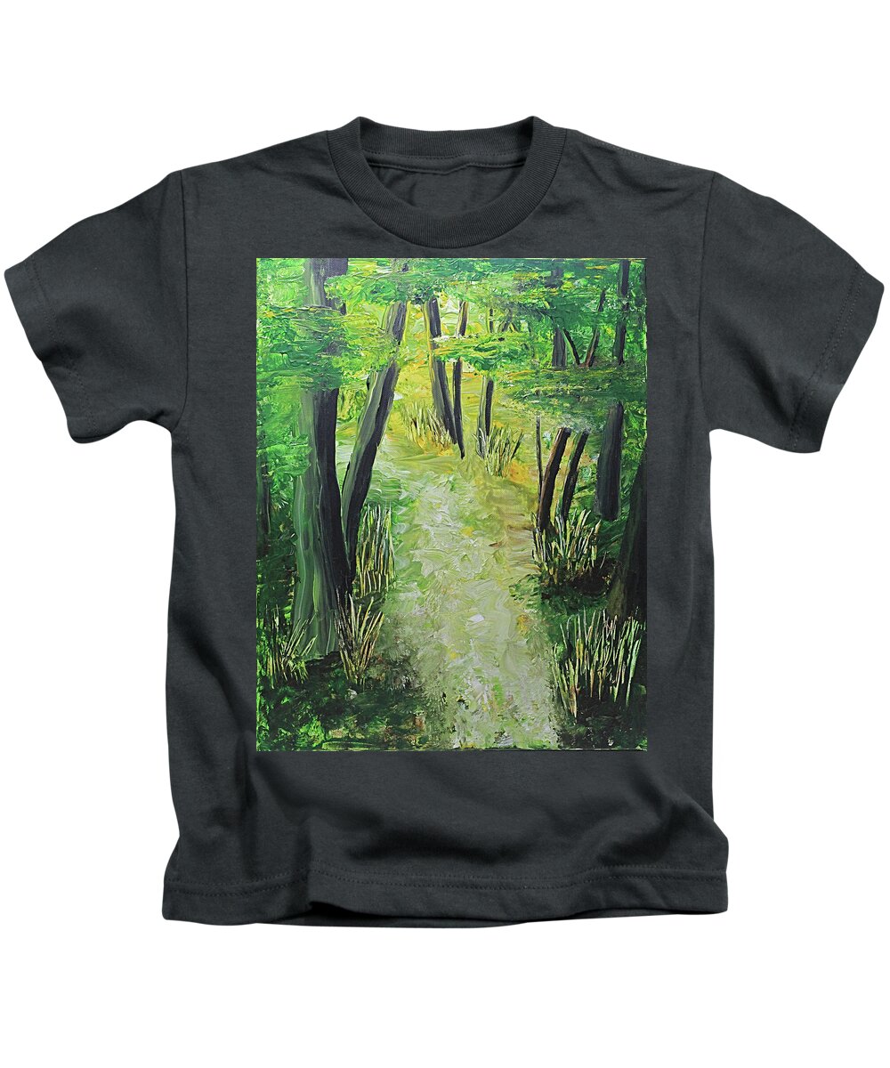Earth Day Kids T-Shirt featuring the painting Spring Path by April Burton