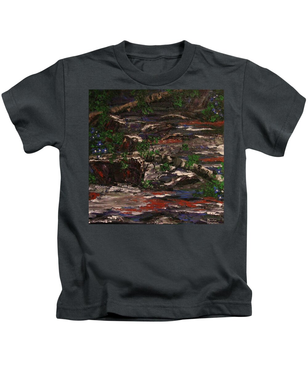 Creek Kids T-Shirt featuring the painting Spring run off Clear Creek by Marilyn Quigley
