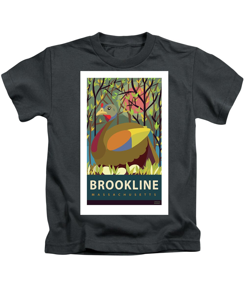 Brookline Turkeys Kids T-Shirt featuring the digital art Springtime by Caroline Barnes