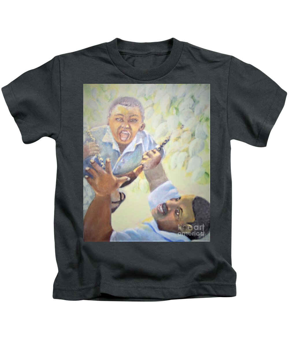 African-american Kids T-Shirt featuring the painting Squeals of Joy by Saundra Johnson