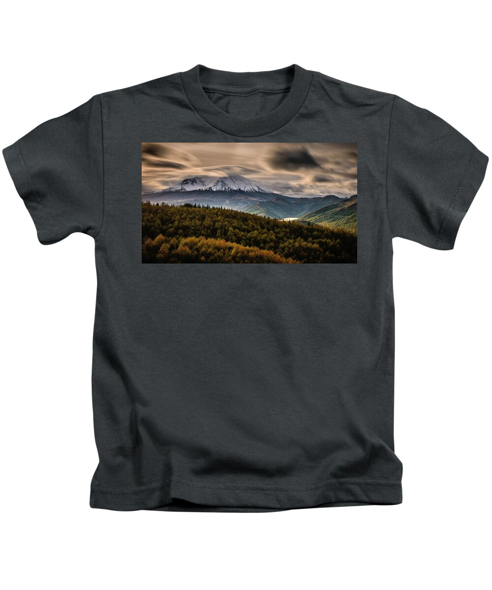 Mount St. Helens Kids T-Shirt featuring the photograph St. Helens Wrath by Dan Mihai