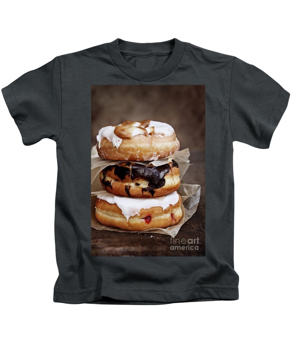 Donuts Kids T-Shirt featuring the photograph Stacked Donuts by Stephanie Frey