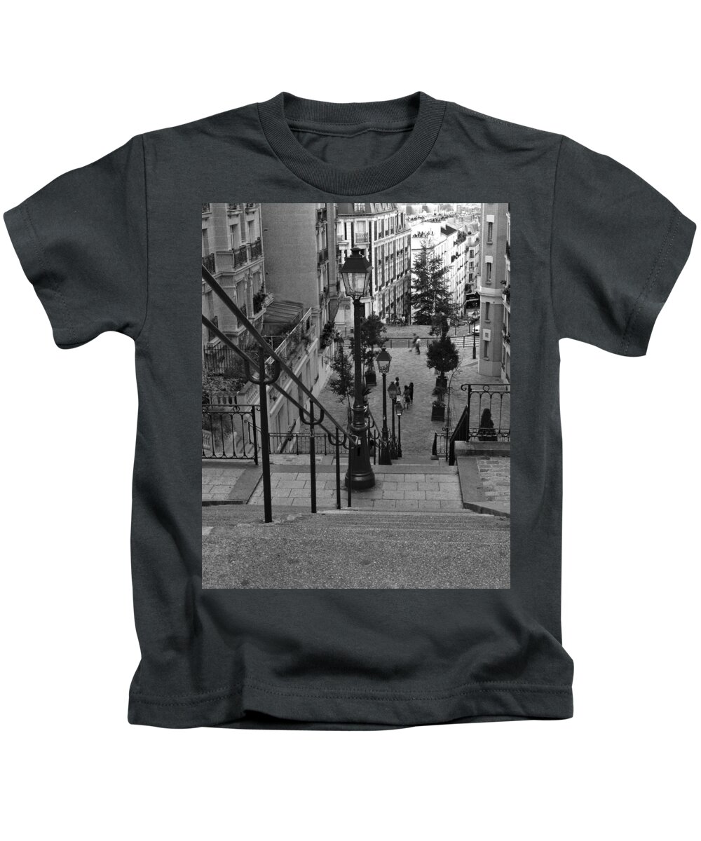 Stairs Kids T-Shirt featuring the photograph Stairway on Montmartre by Greg Matchick