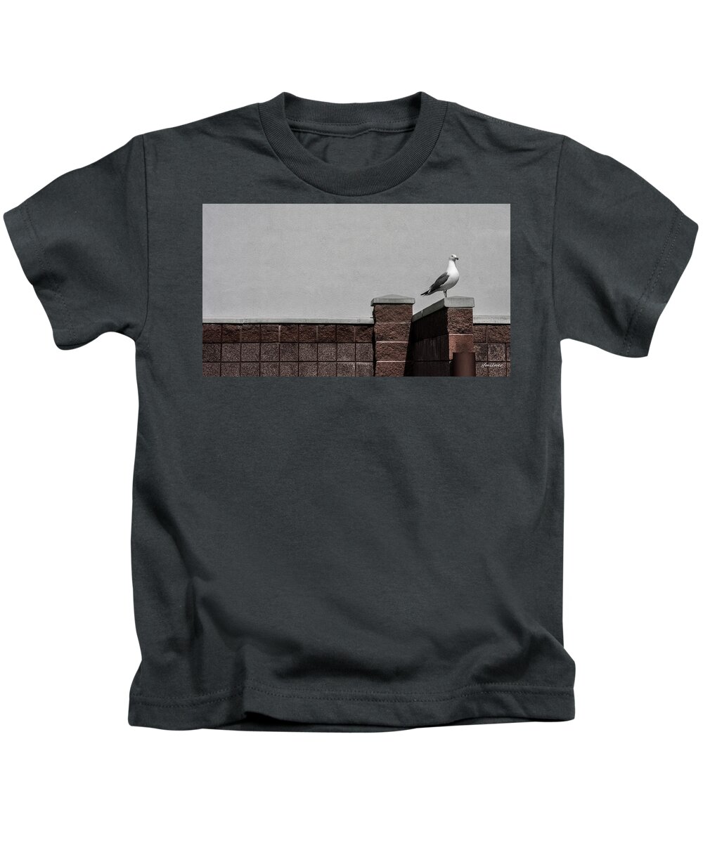 Seagulls Kids T-Shirt featuring the photograph Standing Alone by Steven Milner