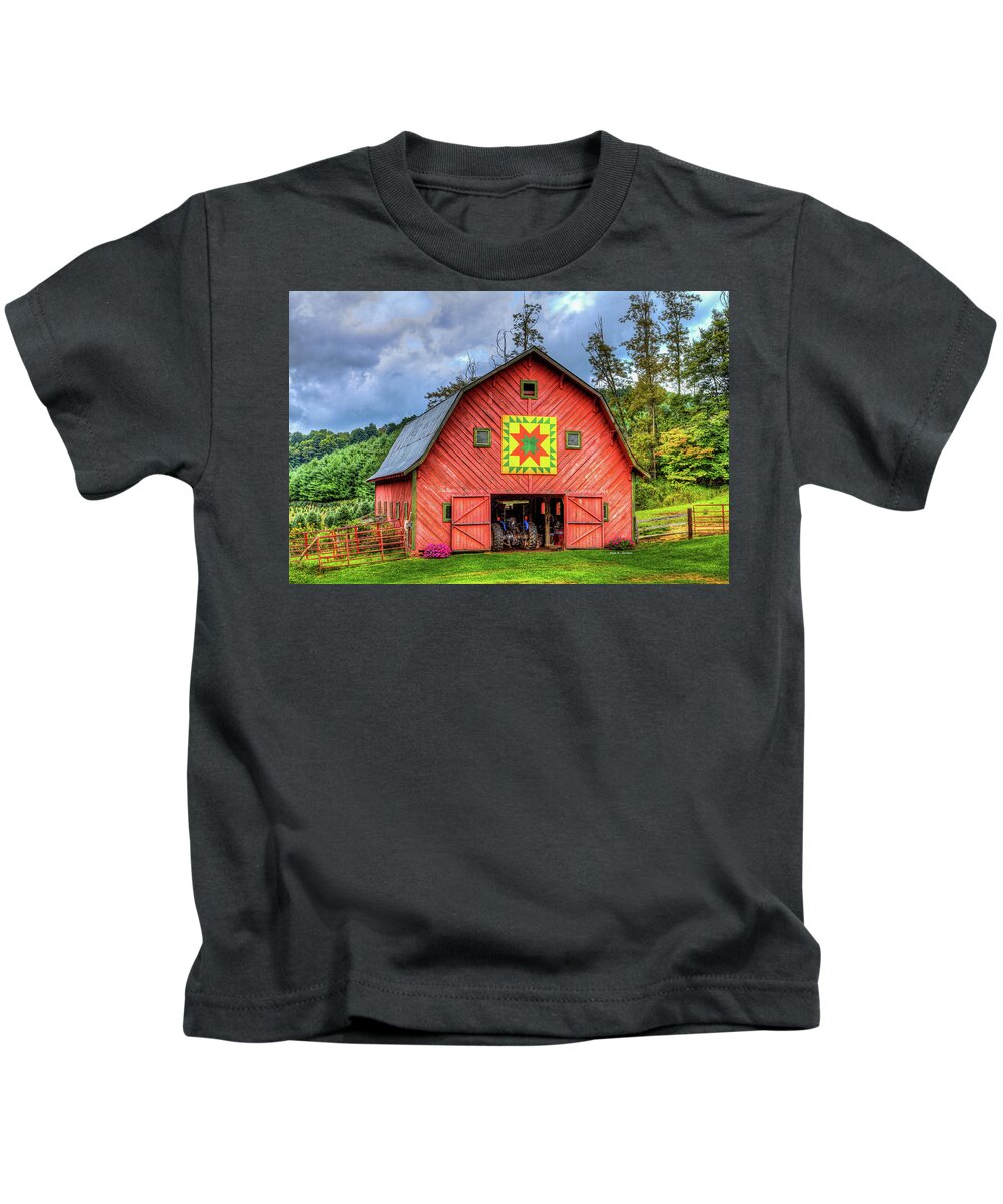 Barn Quilts Kids T-Shirt featuring the photograph Star within a Star by Dale R Carlson