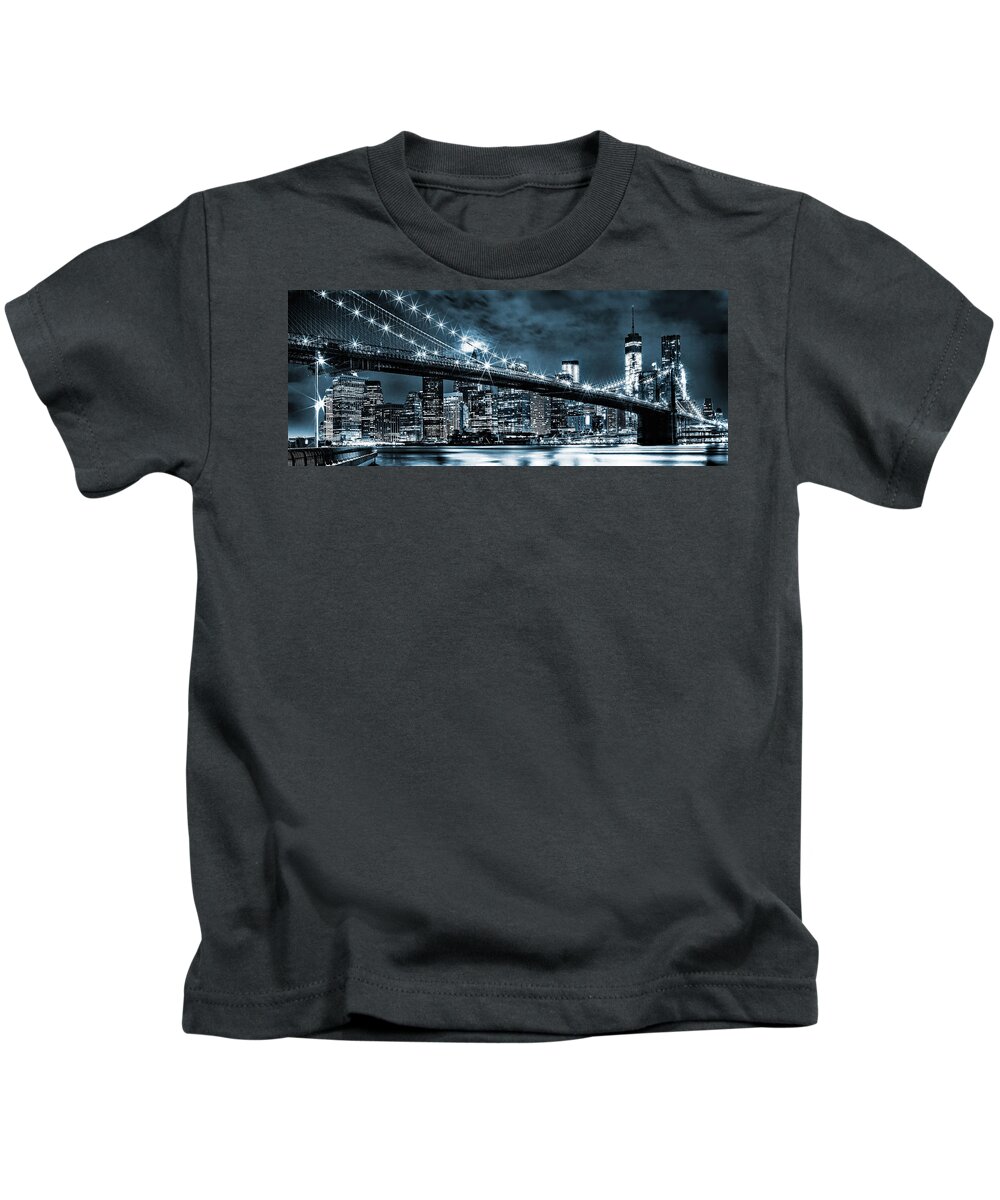 New York City Kids T-Shirt featuring the photograph Steely Skyline by Az Jackson