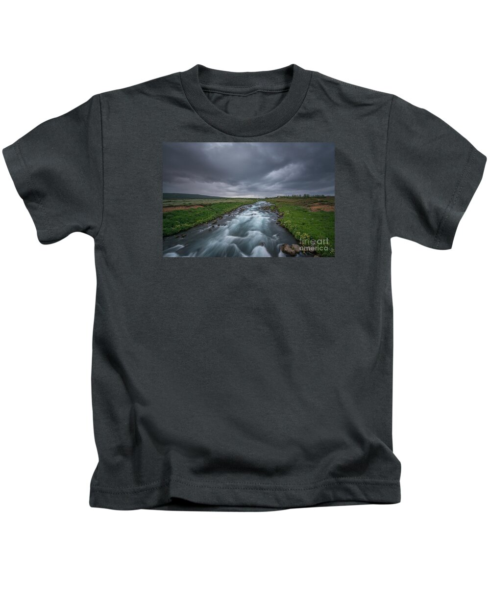 Storm's A Brewin' Kids T-Shirt featuring the photograph Storms A Brewin in Iceland by Michael Ver Sprill
