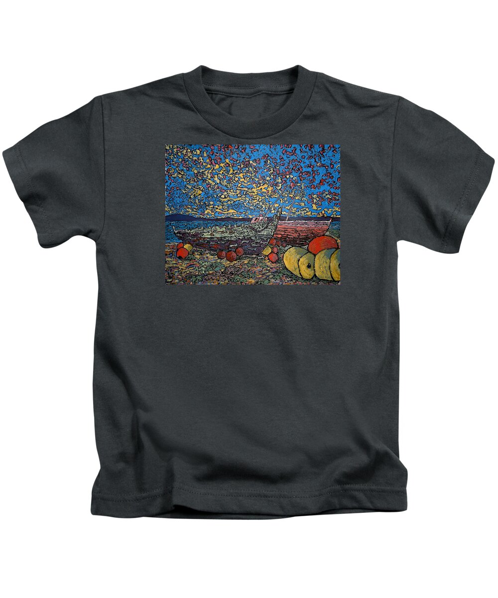 Sea Kids T-Shirt featuring the painting Stranded In St Andrews NB by Michael Graham