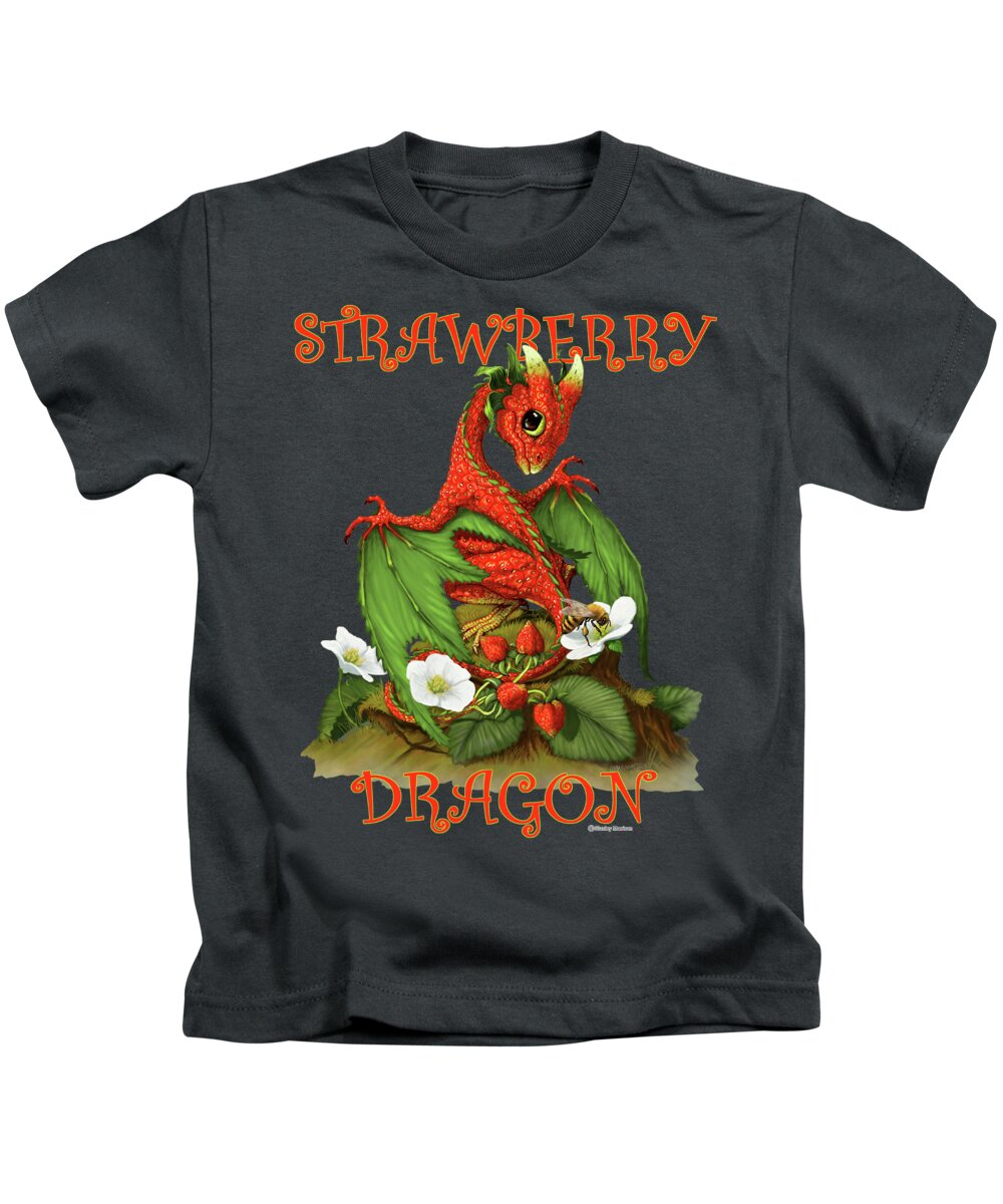 Dragon Kids T-Shirt featuring the digital art Strawberry Dragon by Stanley Morrison