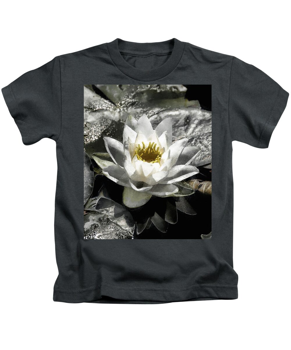 Water Lily Kids T-Shirt featuring the digital art Strokes of the Lily by JGracey Stinson