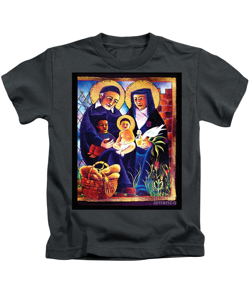 Sts. Vincent And Louise Kids T-Shirt featuring the painting Sts. Vincent and Louise - MMSVL by Br Mickey McGrath OSFS
